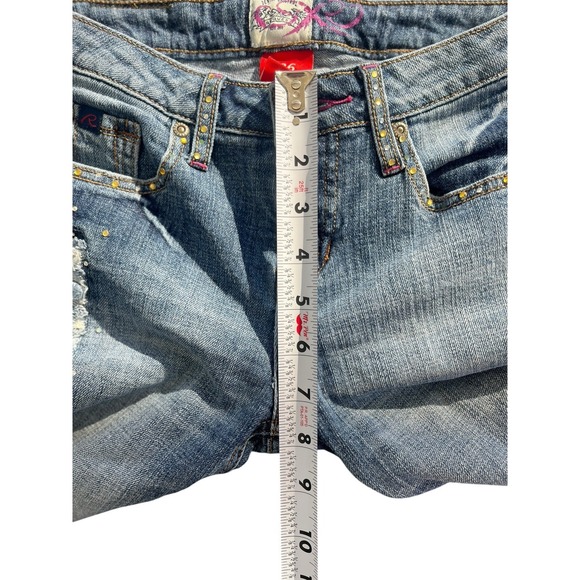 Vtg Y2K Request Distressed Rhinestone Embellish Light Wash Blue Jean 26 Dopamine - Picture 7 of 9
